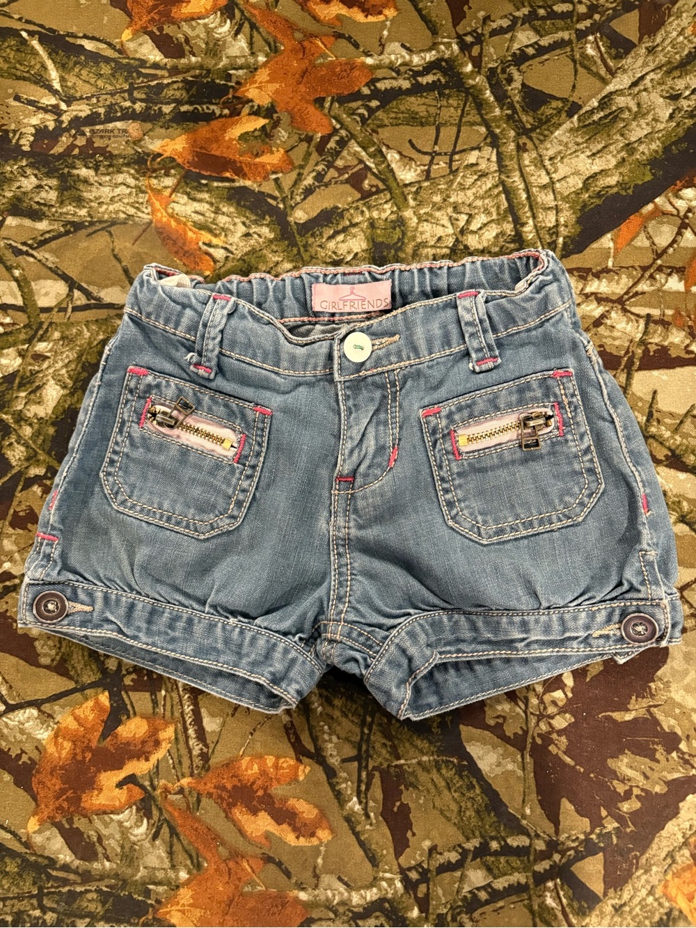 FRIENDS Light Blue Denim Shorts with Pink Stitching